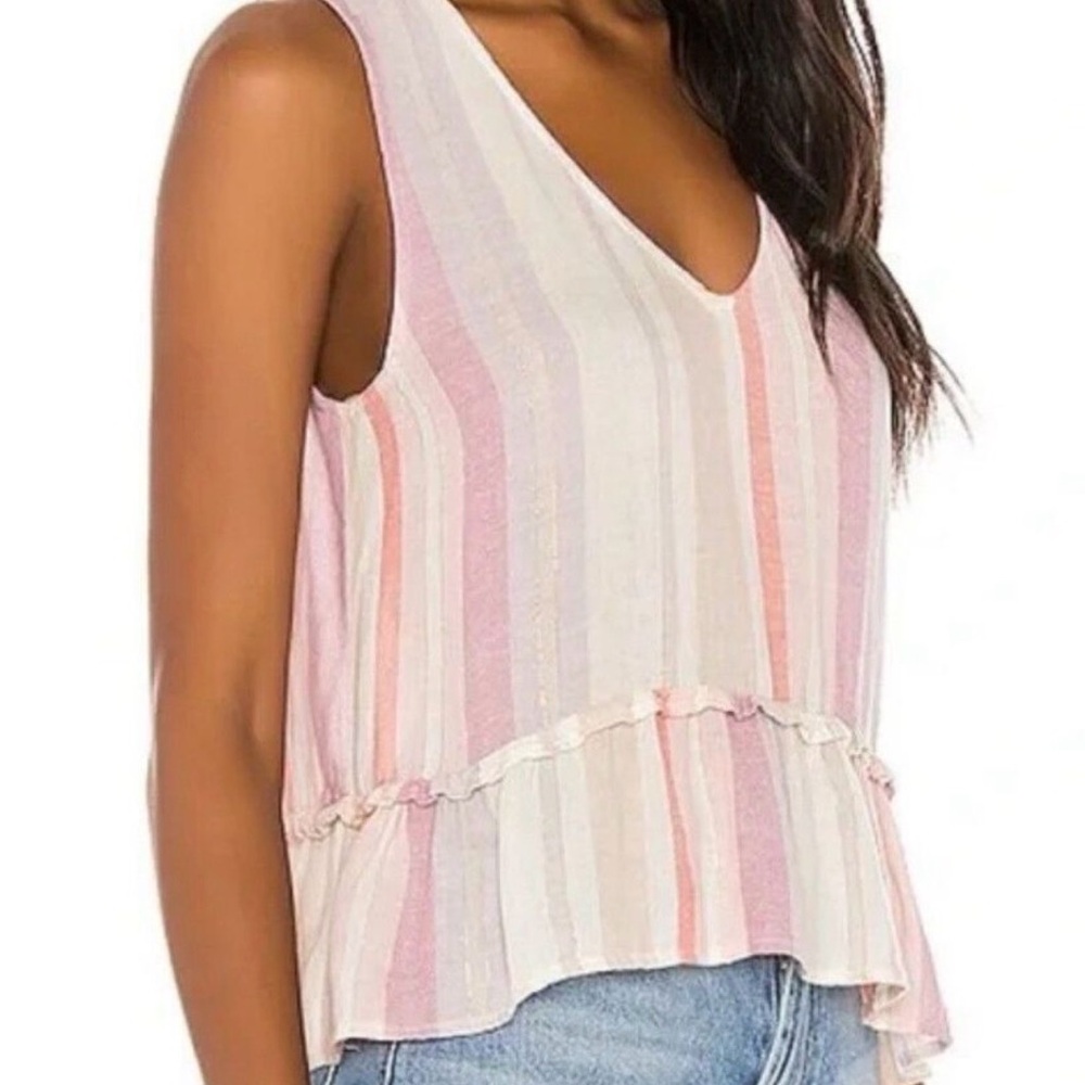 Rails Multicolor Striped Ruffle Tank Top